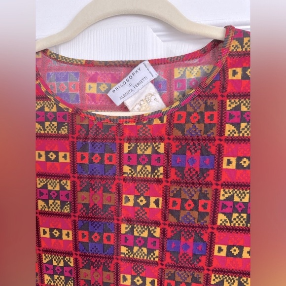 VINTAGE Alberta Ferretti MIX PRINT Long Sleeve MAXI DRESS “ GRUNGE VIBE” - Picture 7 of 11